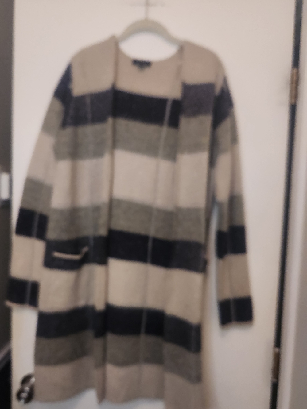 Alyx Beige & Black Striped Open-Front Longline Cardigan